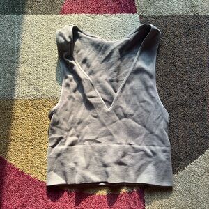 Gray Sleeveless V-Neck Top